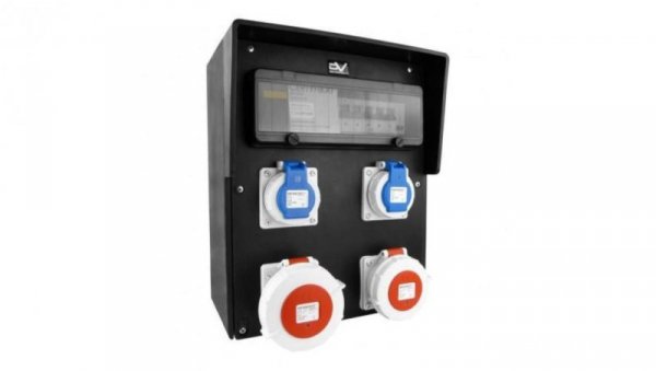 Rozdzielnica budowlana gumowa HD-S/FI IP67 32A/5P 16A/5P 2x230V gniazda Mennekes Schuko Doktorvolt 9559