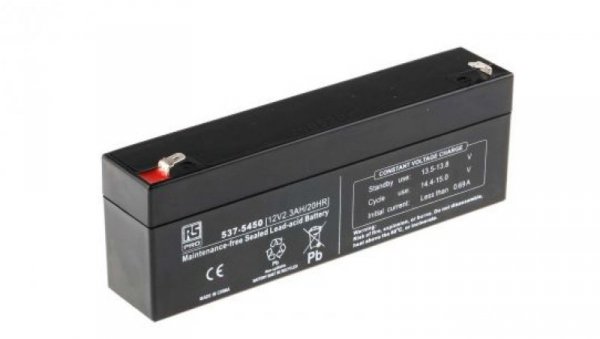 Akumulator kwasowo-ołowiowy, AGM, 2.3Ah, 12V, RS PRO