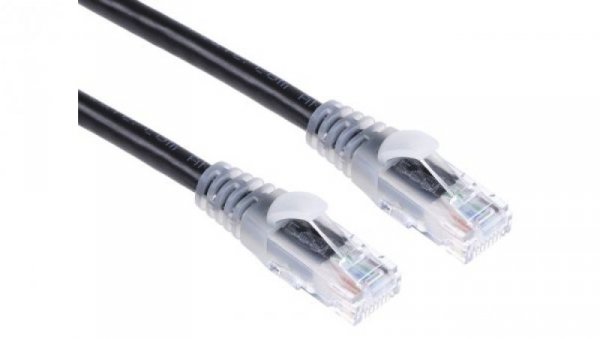Kabel kategorii 6, Czarny, Wtyk RJ45/męski RJ45dł.: 10m, mat. koszulki: PVC