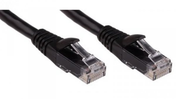Kabel kategorii 6, Czarny, Wtyk RJ45/męski RJ45dł.: 1m, mat. koszulki: PVC