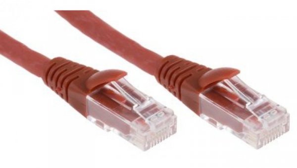 Kabel kategorii 6, Czerwony, Wtyk RJ45/męski RJ45dł.: 2m, mat. koszulki: LSZH