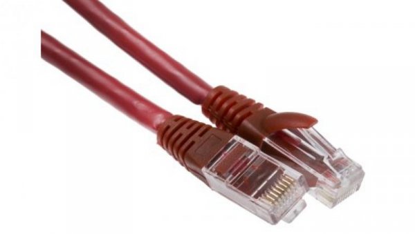 Kabel kategorii 6, Czerwony, Wtyk RJ45/męski RJ45dł.: 1m, mat. koszulki: LSZH