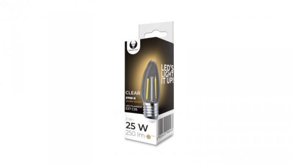 Żarówka LED Filament E27 C35 2W 230V 2700K 250lm COG przezroczysta Forever Light
