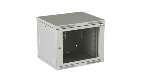 Szafka naścienna SENSA DUO 15U 600mm, drzwi szklane, RAL 7035