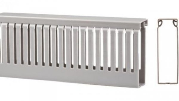 Koryto z rowkami do kabli Szary PVC Otwarty Koryto panelowe z otworami 60 mm 80mm 2m RS PRO