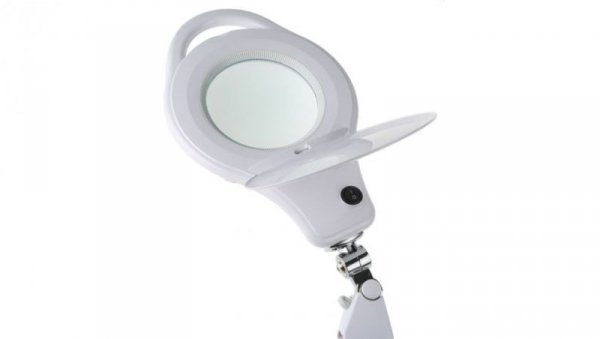 Lampa z lupą, 3 dioptre, 5dioptrii, 125mm, Montaż zaciskowy na stole, LED, 8W, 220V ac, Typ C – wtyk europejski, typ G