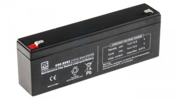 Akumulator kwasowo-ołowiowy, AGM, 2.9Ah, 12V, RS PRO