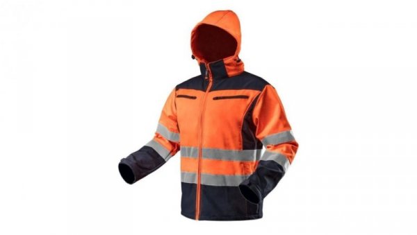 Kurtka robocza ostrzegawcza softshell z kapturem, pomarańczowa, rozmiar S 81-701-S