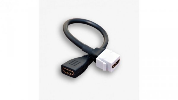 Gniazdo keystone typu HDMI 2.0 żeńskie na kablu, kolor biały/czarny EM/KEY-HDMI/HDMI2.0-KB