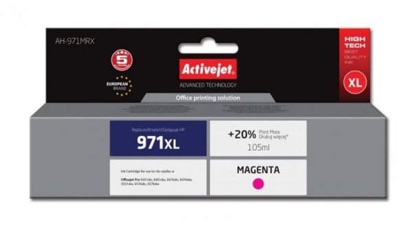 Tusz Activejet AH-971MRX (zamiennik HP 971XL CN627AE Premium 100 ml czerwony)