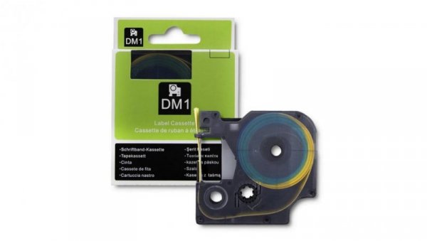 Qoltec Rurka termokurczliwa do drukarek DYMO D1/DM1 12mm*1.5m Żółta Czarny nadruk