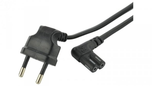 Kabel zasilający 230V 2,5A audio 0,3m kąt czarny