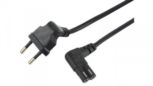 Kabel zasilający 230V 2,5A audio 0,75m kąt czarny
