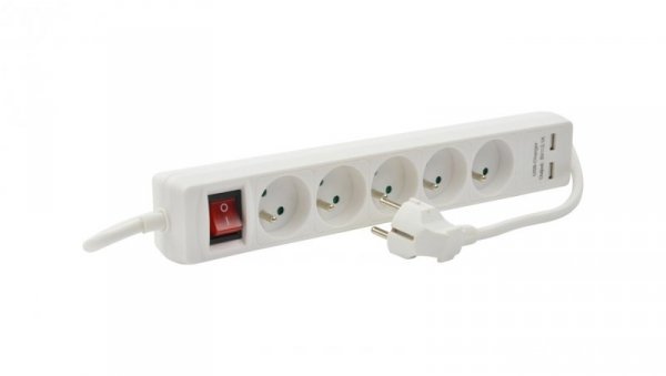 Przedłużacz prądowy 1,5m 5xGN + 2 USB z wył.