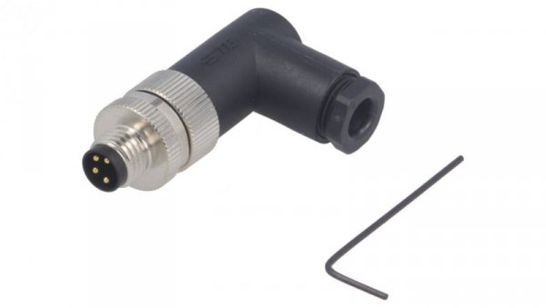 Złącze okrągłe M8 męskie kątowe nieekranowane na zacisk 4pin 30V T4013008041-000