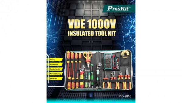 Profesjonalny zestaw narzędzi elektryka napięć do 1kV PK-2810B