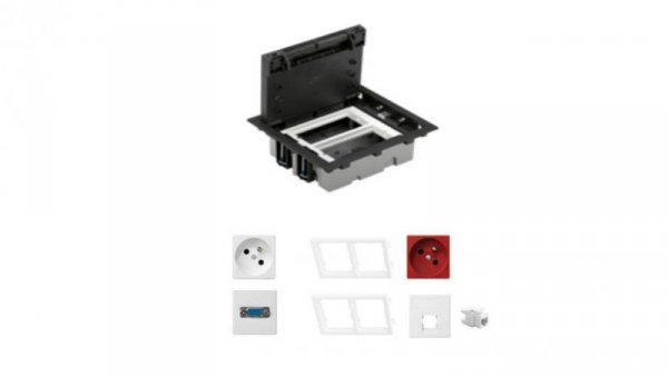 KONTAKT SIMON FLOOR BOX puszka podłogowa 1x gniazdo z/u +1x gniazdo DATA + 1x gniazdo RJ45 kat. 6 + 1x VGA do podłóg technicznyc
