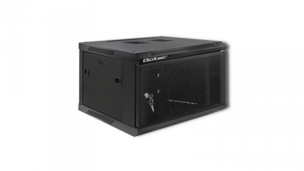 Qoltec Szafa RACK 19 6U 600 x 370 x 600 Perforowane drzwi Wisząca Stalowa obudowa Zamek Czarna