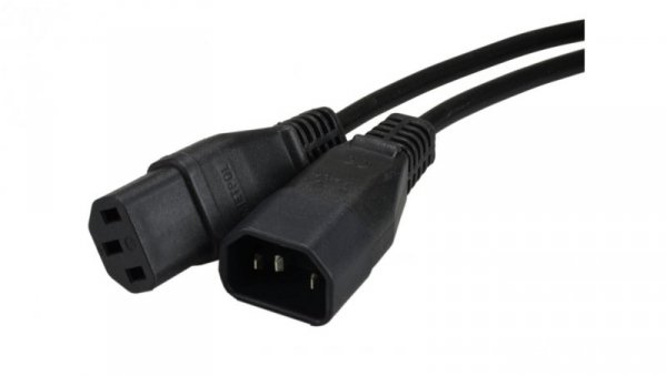 Przedłużacz zasilający 230V IEC320 C14/ C13 3m czarny