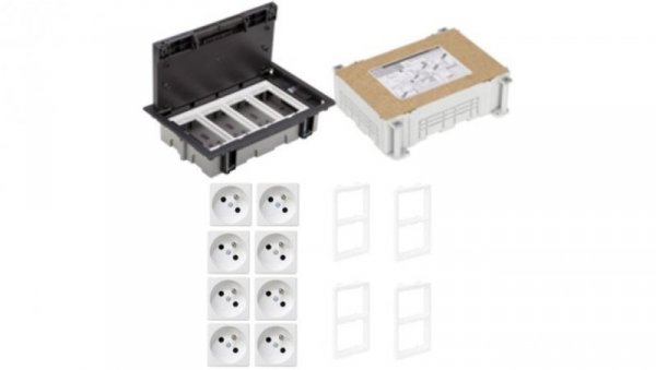 KONTAKT SIMON FLOOR BOX puszka podłogowa 8x gniazdo pojedyncze z/u + kaseta do wylewki