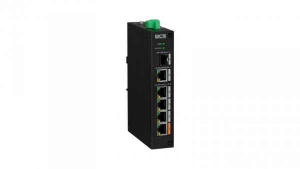 5 portowy niezarządzalny switch (PoE), 4 porty PoE 100 Mbps, 1 port RJ-45 uplink Gigabit