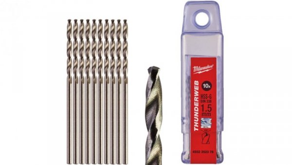 Wiertło do metalu HSS-G TIN 1,5x18/40mm 10szt Thunderweb MILWAUKEE