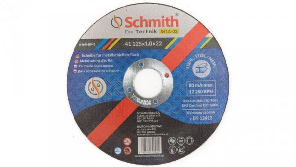 Tarcza do cięcia metalu 125x1 mocna Schmith