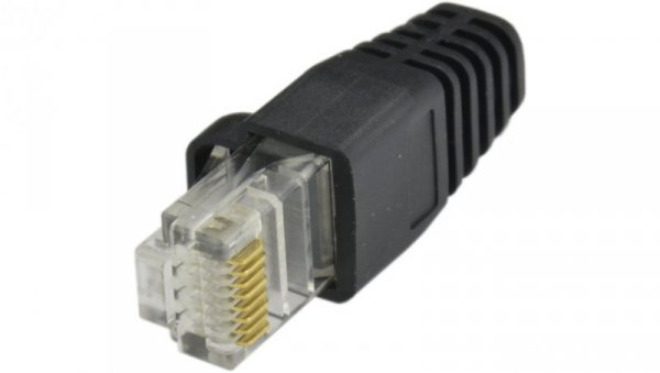 Gumowa osłonka wtyku RJ45 czarna WORECZEK 100szt.