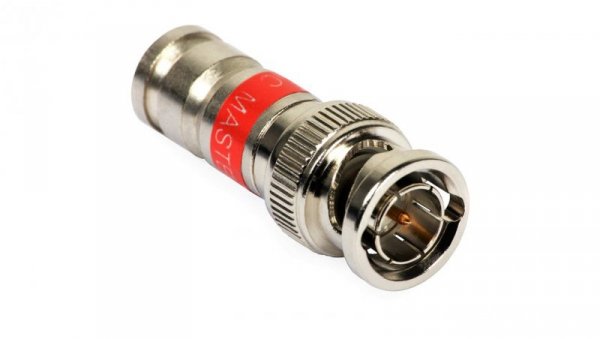 Wtyk koncentryczny BNC 75ohm kompresyjny czerwony MASTER na przewód RG59