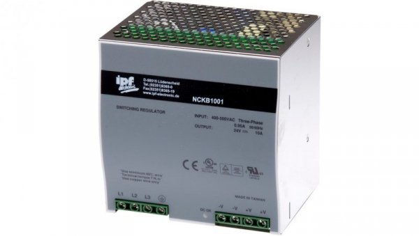 Zasilacz prądu stałego, 3-fazowy, 125x100x126mm, 24-48V, 10A, 340-550V AC, złącze śrubowe, IP20, NCKB1001