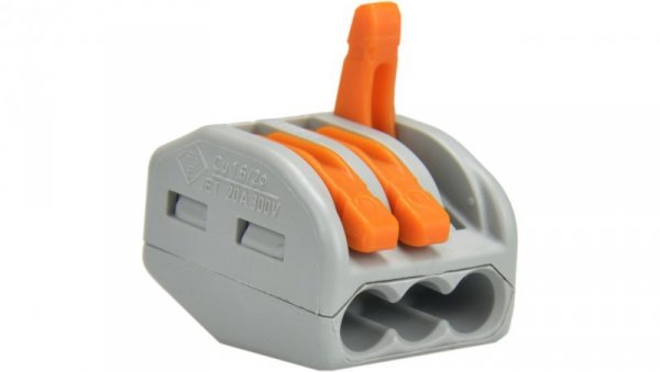 Szybkozłączka 3x 0,08-4,0mm2 uniwersalna (na drut / na linkę) 400V/32A ORYGINALNA 50szt. 222-413
