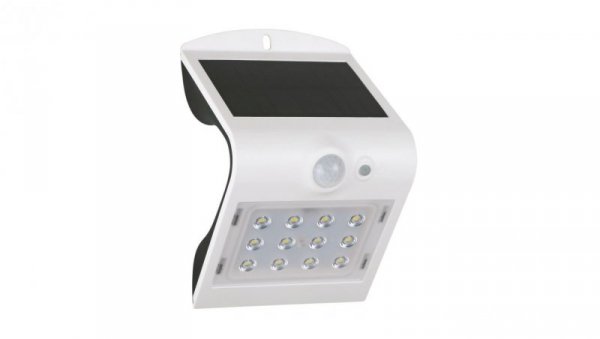 Kinkiet LED solarny 1,5W 4000K/neutralna IP65 z cz. zmierzchu i ruchu PIR aku. ABS/PC FOX SOLAR PIR 12LED W NW GXSO004