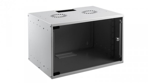 MIRSAN SOHO Szafa wisząca RACK 19 cali 4U 600mm szara szklane drzwi FLAT PACK ( do samodzielnego montażu )