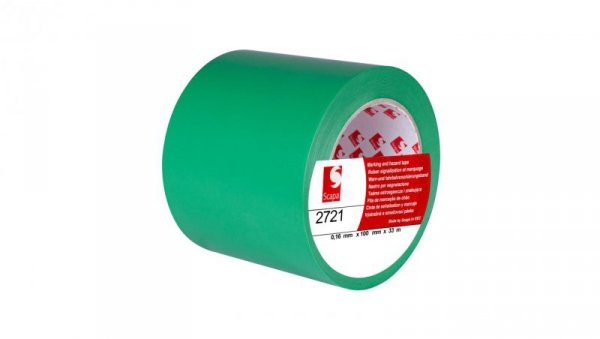 Taśma oznaczeniowa ostrzegawcza 100mm/33m zielona 2721 SCAPA