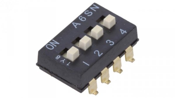 Przełącznik DIP-SWITCH Ilość sekcji 4 ON-OFF 0,025A/24VDC A6SN4104