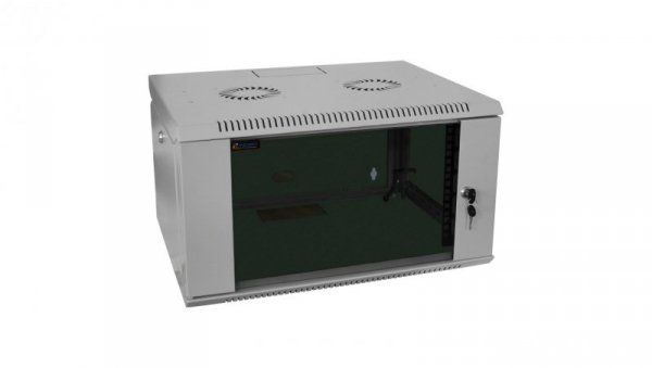 Szafa wisząca RACK 19 6U 450mm szara drzwi szklane COM-BOX MIRSAN