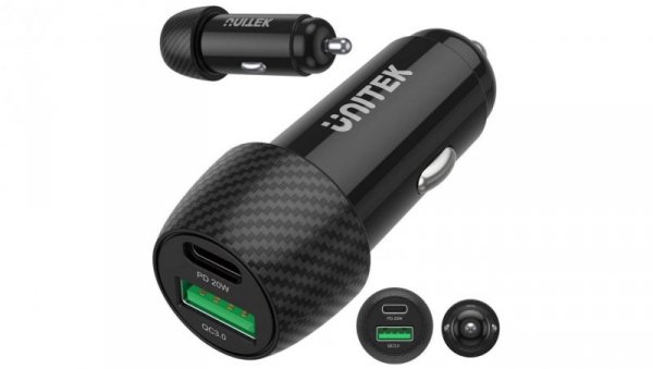 UNITEK Ładowarka samochodowa 38W USB-A QC 3.0 USB-C PD