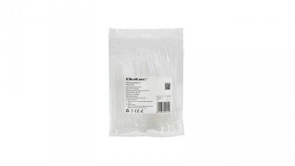 Qoltec Opaski zaciskowe Trytki kablowe 3.6*100mm 100 szt. Nylon66 UV Białe