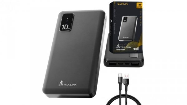 Powerbank Power bank, USB-C Extralink EPB-098B 10000mAh Czarny