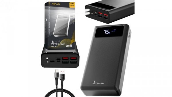 Powerbank Power bank, USB-C Extralink EPB-112 30000mAh Czarny