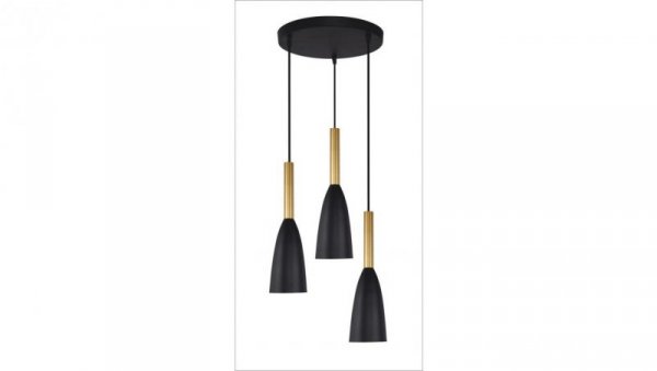 Lampa wisząca SOLIN z kaskadowymi zwisami na czarnej rozecie LP-181/3P BK/GD Light Prestige