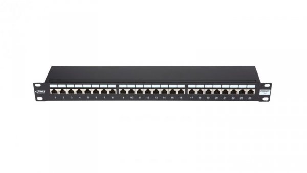 Patch Panel 19 panel krosowy, 24xRJ45, FTP - ekranowany, RJ45, Cat.5e , 1U, czarny, cable management 11301111.2