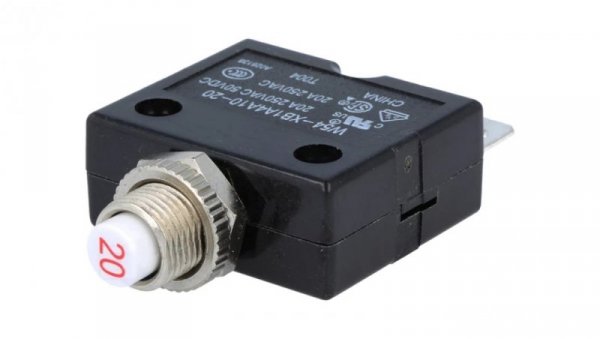 Wyłącznik nadprądowy 250VAC 50VDC 20A SPST-NC na panel 1423674-9