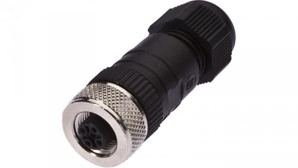 VK003C24, Gniazdo kablowe, proste, złącze śrubowe, Ø4-8mm, 4A, 240V, -25-90C, M12 żeńskie 4pin, IP67, PBT