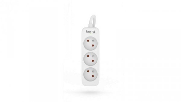 Przedłużacz KERG bez wyłącznika-3 gniazda-biało-szary-5m-10A-H05VV-F-3x1,0mm2