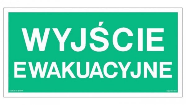 ZNAK - AA001 Wyjście ewakuacyjne 80 x 40 cm PS - Płyta 1mm foto.