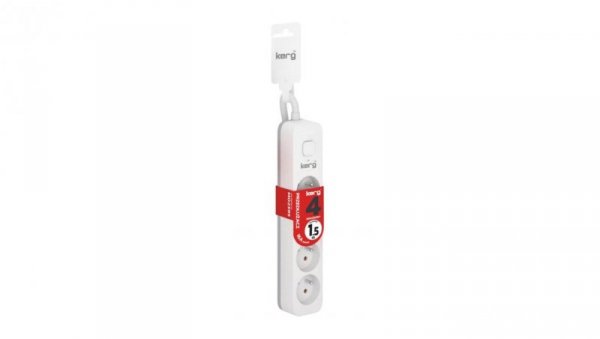 Przedłużacz KERG z wyłącznikiem-4 gniazda-biało-szary-1,5m-16A-H05VV-F-3x1,5mm2