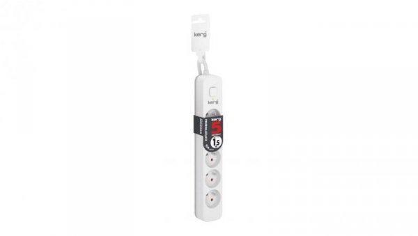 Przedłużacz KERG z wyłącznikiem-5 gniazd-biało-szary-1,5m-10A-H05VV-F-3x1,0mm2