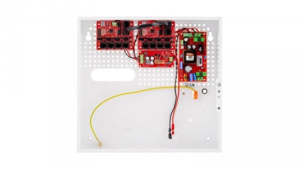 Zestaw buforowy do 9 kamer IP switch PoE 9P+1UP w obudowie wewnętrznej ABOX-F (1x AKU 18Ah), zasilacz 72W