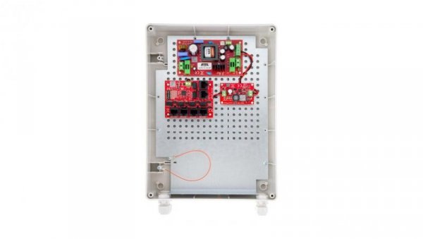 Zestaw buforowy do 5 kamer IP switch PoE 5P+1UP w obudowie zewnętrznej ABOX-XL2 (1x AKU 7Ah), zasilacz 72W
